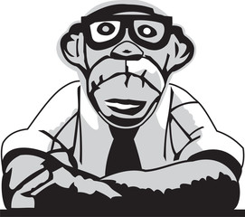Monkey with glasses in business suit