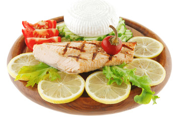grilled salmon and greek cheese