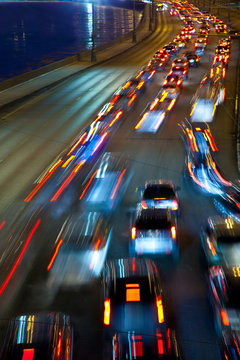traffic on night road