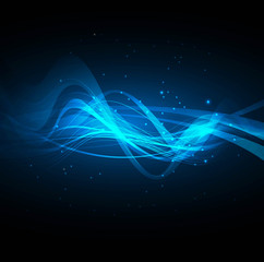 Abstract technology shiny colorful blue wave