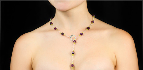 Jewelry on the neck of woman