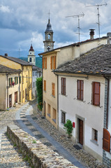 Fototapeta na wymiar Panoramiczny widok Compiano. Emilia-Romania. Włochy.