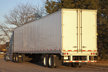 Semi truck seen early morning