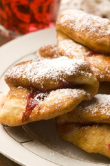 Sweet doughnuts with rose marmelade