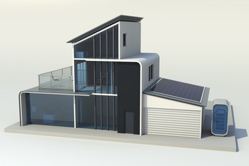 designer house with glass wall