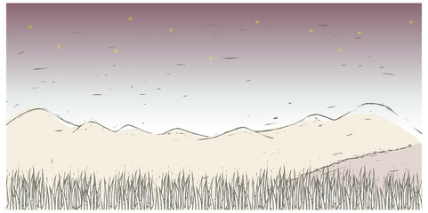 grass with mountain range