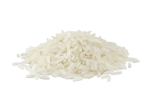 a pile of long rice grains