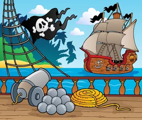Abwaschbare Fototapete Piraten Piratenschiff-Deckthema 4