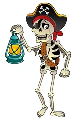 Poster de jardin Pour enfants Pirate skeleton with lantern