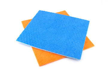 Orange and blue napkins over white