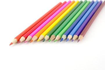 Color pencils over white