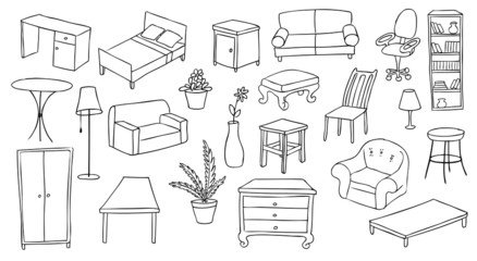 furniture and decoration vector set