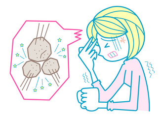 頭痛で苦しむ女性