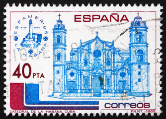 Postage stamp Spain 1985 Havana Cathedral, Cuba