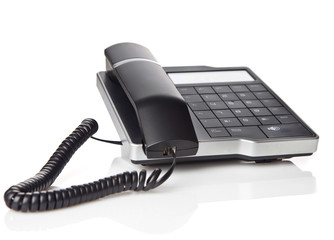 Black Office Phone isolated on white background