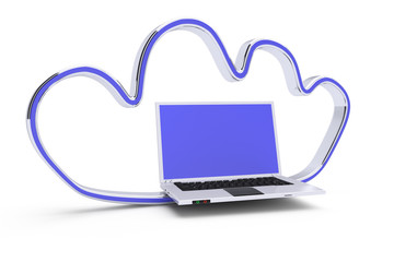 laptop in shiny cloud shape
