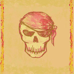 Skull Pirate - retro card