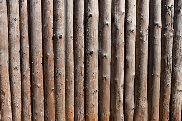 Wooden timber wall of old house