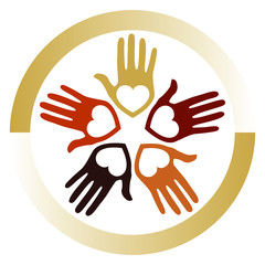 United loving hands design vector.