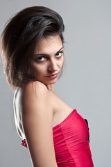 Fototapeta premium Female wearing a red corset