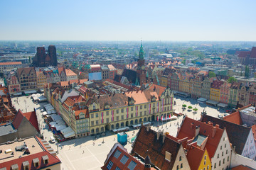 Obraz premium old town square with city hall, Wroclaw, Poland