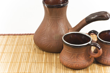 ceramic coffee cup  and ceramic coffee maker