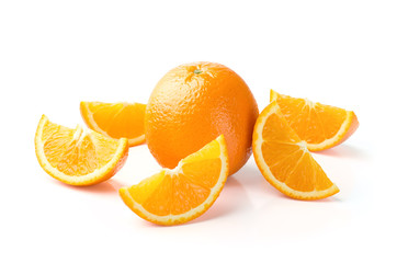 Orange and Slices on White Background
