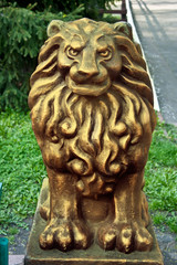 lion statue gold color