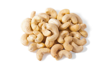 Cashew nuts isolated on white background