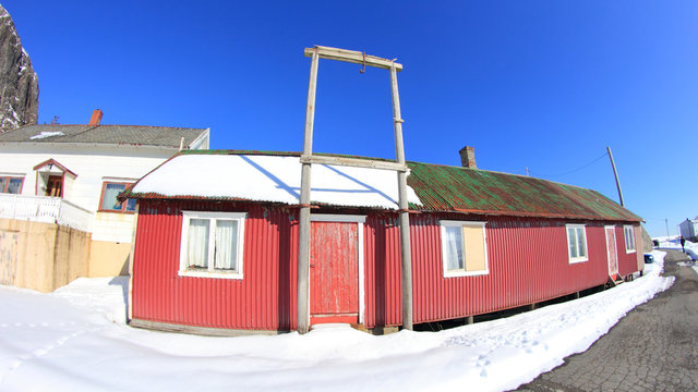 Hamnøy's houses  in wintertime