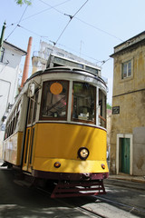 Naklejka na ściany i meble Yellow Tram in Lisbon