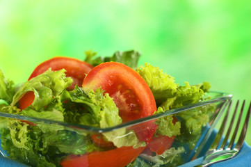 Fresh salad of lettuce and tomato (Selective Focus)