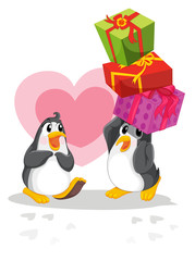 Penguins with gifts