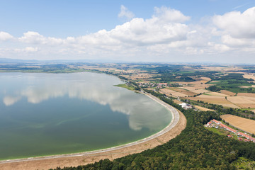 Fototapeta premium aerial view of Otmuchow lake landscape