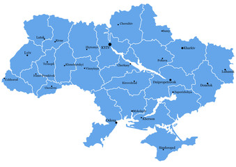 Map of Ukraine with cities