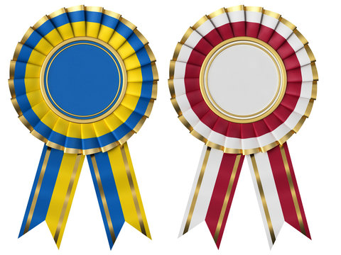 Ribbon Award With The Flags Of Poland And Ukraine