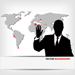 businessman silhouette with world map