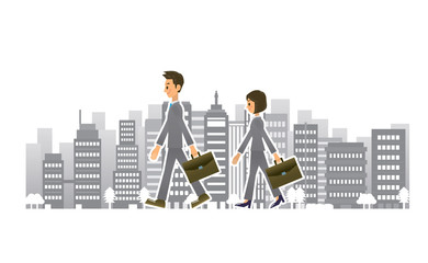 サラリーマン OL 歩く イラスト