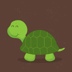 Fototapeta premium Animal grunge and grained background,cartoon turtle with shadow