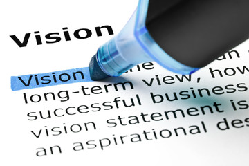 Dictionary definition of the word Vision highlighted in blue