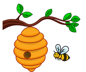 illustration of isolated beehive branch