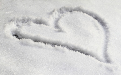 White snow with drown heart shape