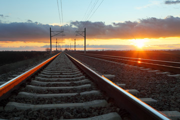 Fototapeta premium Railway at dusk