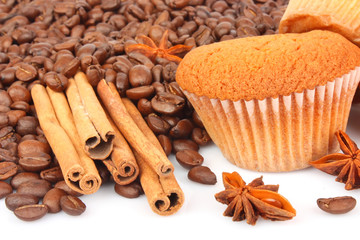 Muffins and coffee beans