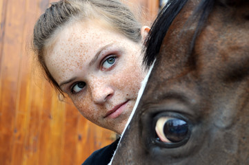 teenage girl and horse, conceptual image