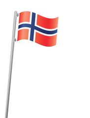 Flag of Norway on flagstaff vector illustration