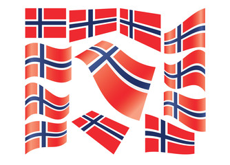 set of Norwegian flags vector illustration