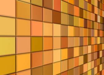 3d render mixed orange yellow tiled wall floor pavement