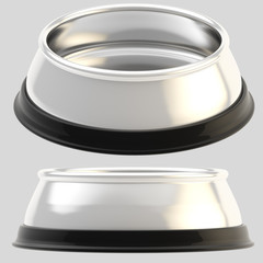 Pet chrome food bowl isolated