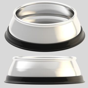 Pet Chrome Food Bowl Isolated